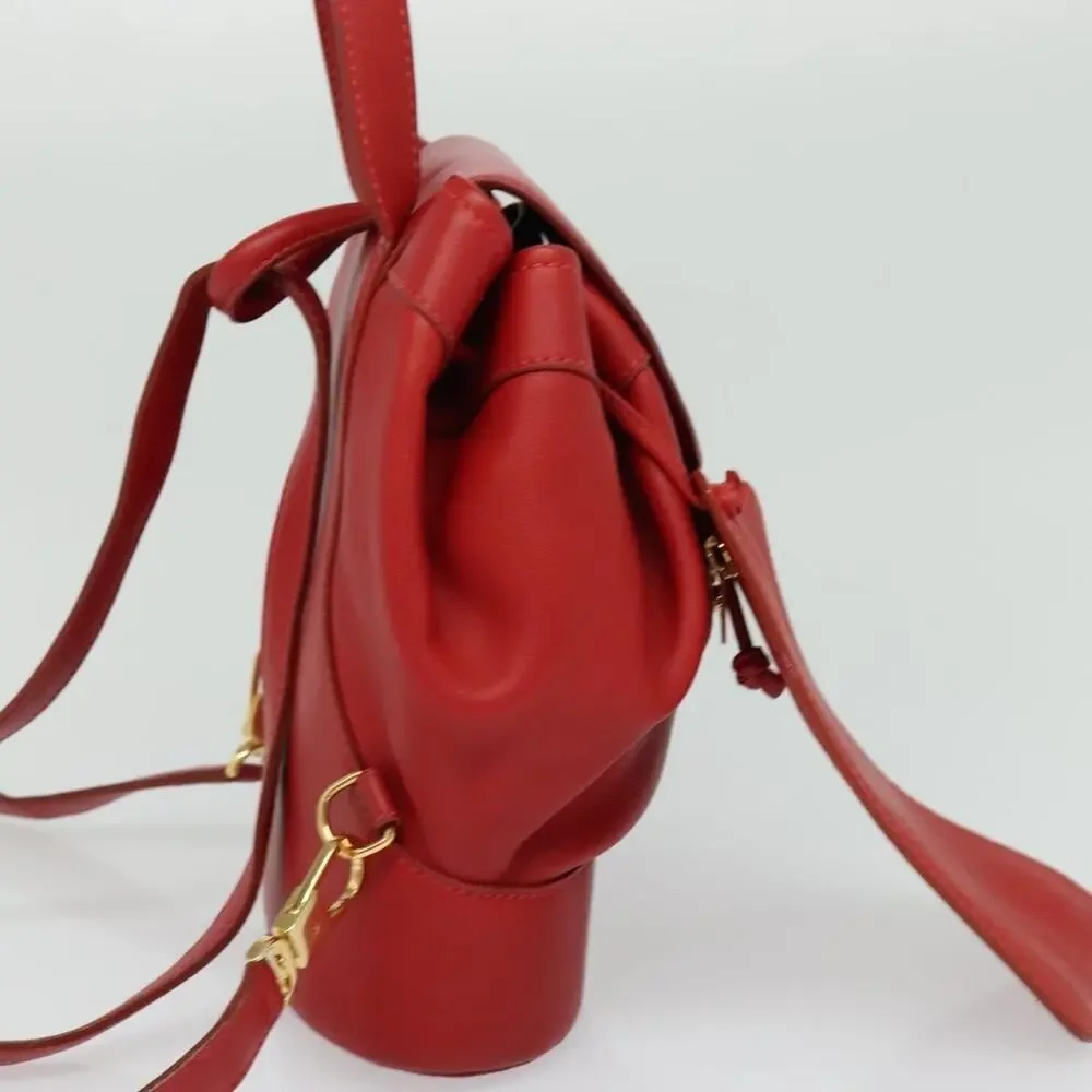 Loewe Leather Backpack Red